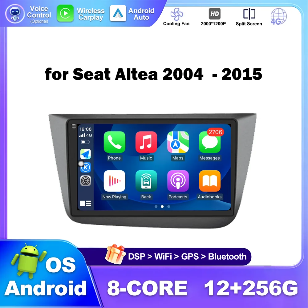 

for Seat Altea 2004 - 2015 Android OS Car Radio Video Multimedia Player GPS Navi Wireless Carplay DSP Stereo 4G BT Head Unit
