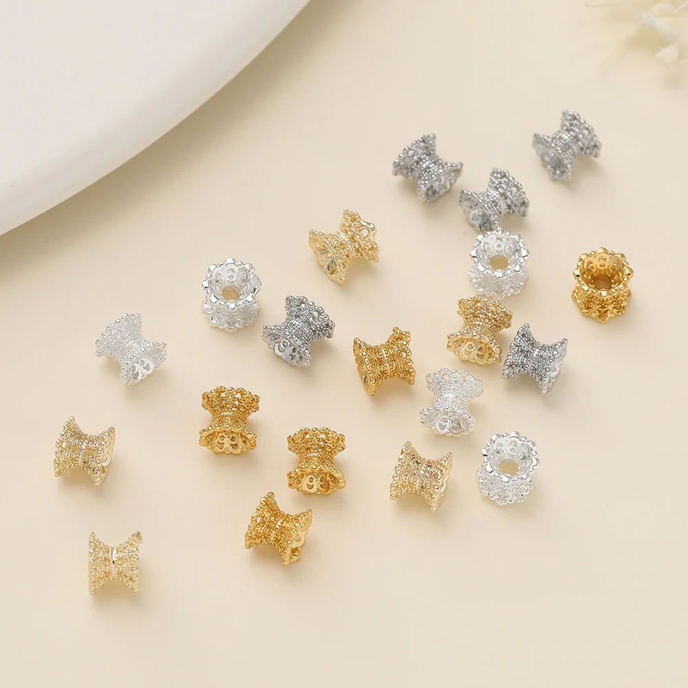 

5/10Pcs/Pack 5*6mm 14/18K Gold Color Plated Hollow Flower Bead Caps for DIY Bracelets Necklace Jewelry Making Accessories