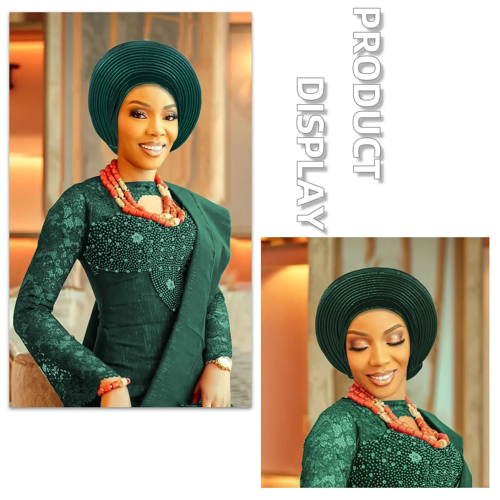

Elegant African Autogele Women's Head Ties Turban Cap Nigeria Wedding Gele Ready To Wear Headtie Wrap Party Headwear
