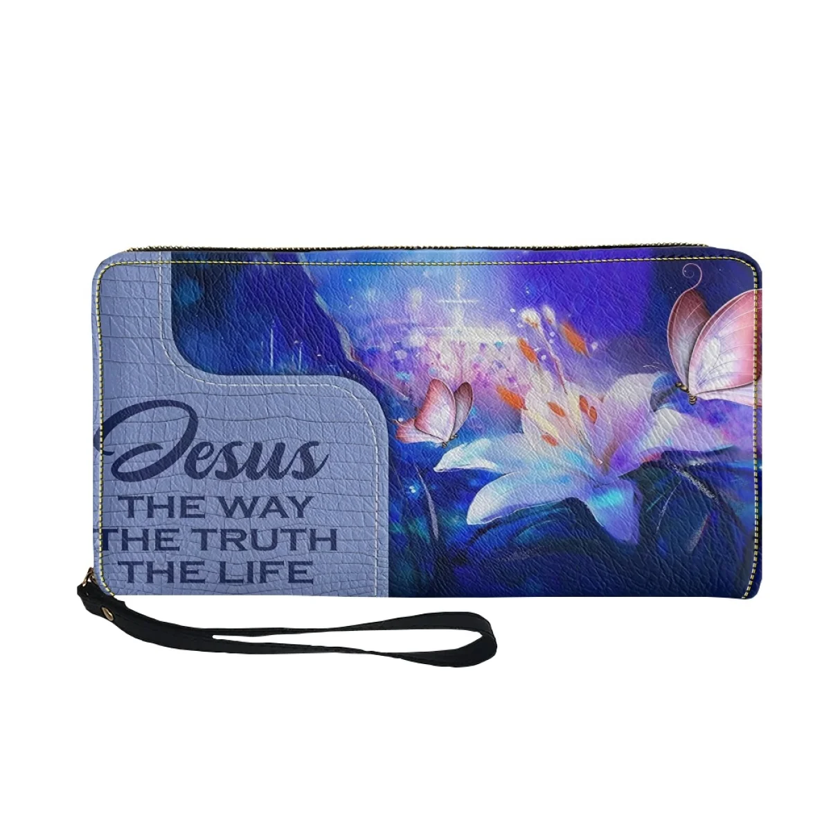 Bolsa de couro PU personalizada para mulheres, carteiras personalizadas, bolsas cristãs, Jesus o caminho a vida razoável, bolsa casual de luxo para meninas