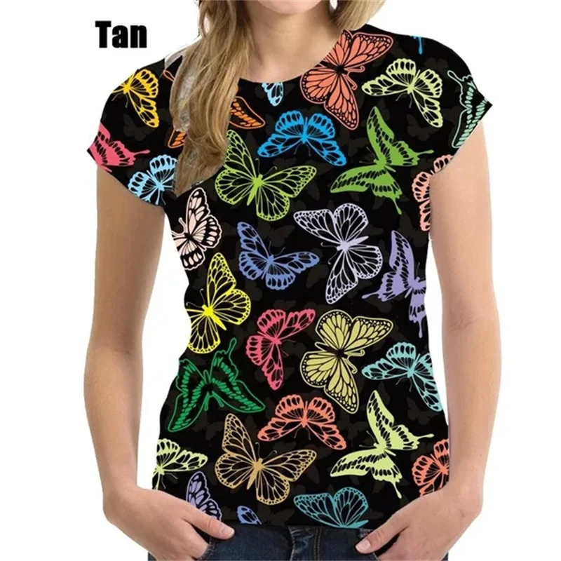 Newest Fashion Hot Sale Butterfly Women Kids Look Thin Casaul Funny 3D Printed T Shirt Streetwear Short Sleeve Tees Top Tshirts