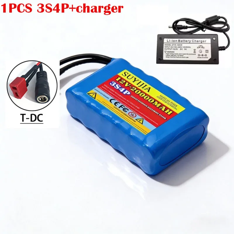 3S4P 12V 40A BMS Orline Batterij 18650 20000mAh Lithium Ion Hoge Capaciteit Batterij XT60 Dc5521 400W High Power Motorfiets Lamp