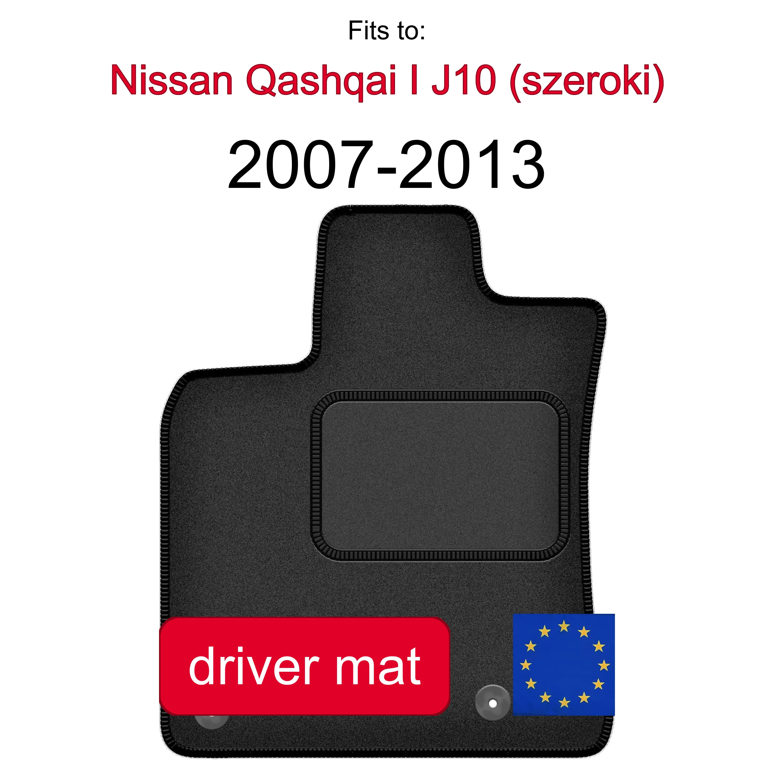Tappetino in velluto per lato guida per Nissan Qashqai I J10 (wide) crossover (2007-2013) - colore grafite (1 pz)