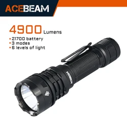 ACEBEAM Defender P17 Taktische Taschenlampe, Dual-Endschalter, 4900 lm, 445 m, große Reichweite, sofortige Aktivierung/Strobe, XHP70.3 HI LED