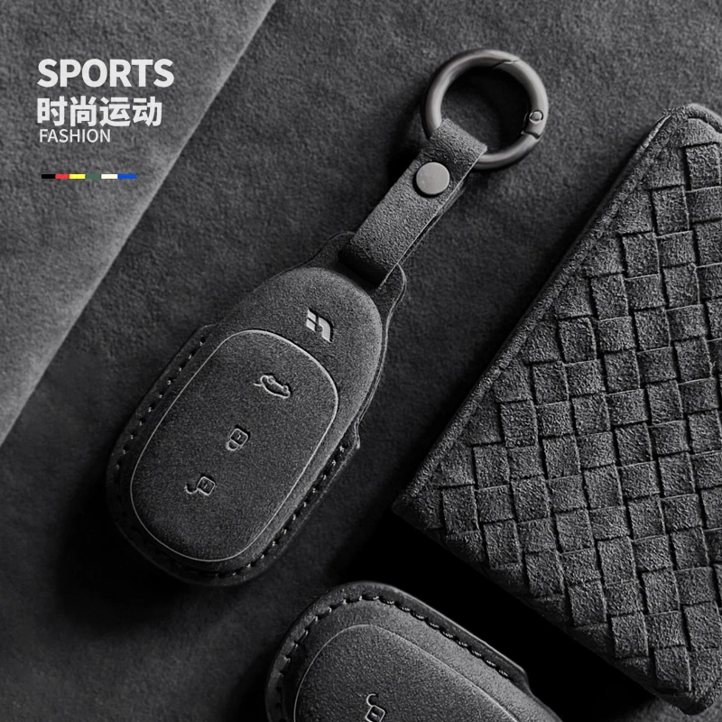 For LiXiang Li One Alcantara Suede Smart Key Keyless Remote Entry Fob Case Cover Key Case for Car