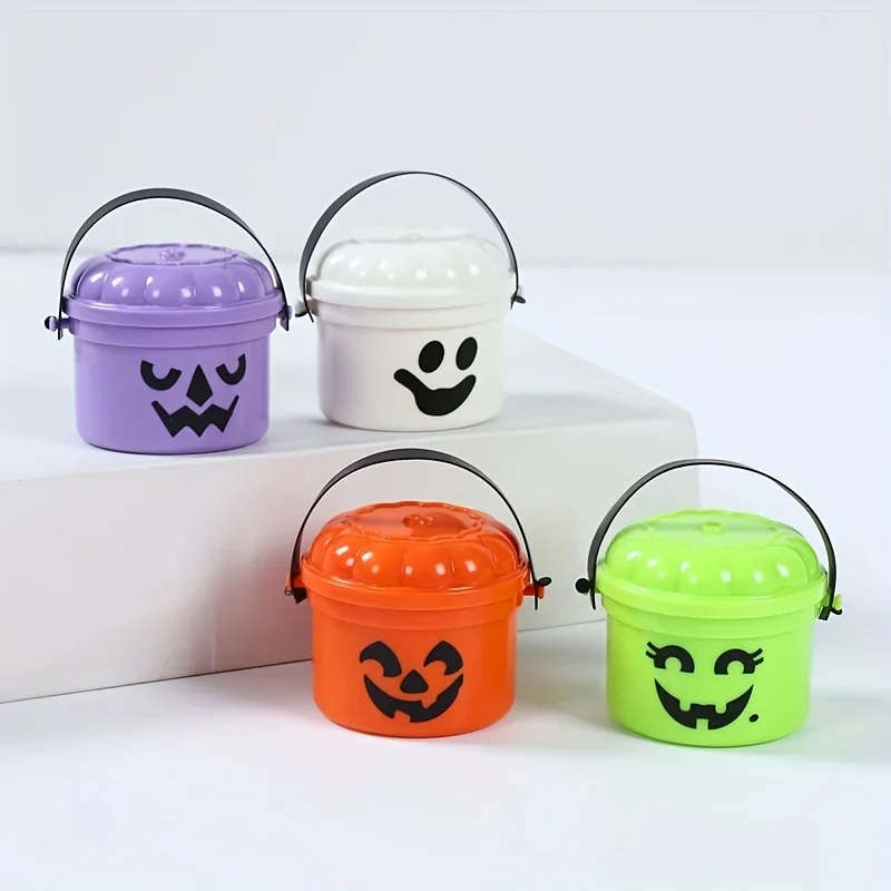 Niedlicher Plastik-Halloween-Eimer mit „Trick or Treat“-Slogan, robuste Süßigkeitendose, gruselige Partydekoration für Halloween-Aktivitäten. – Detail 6