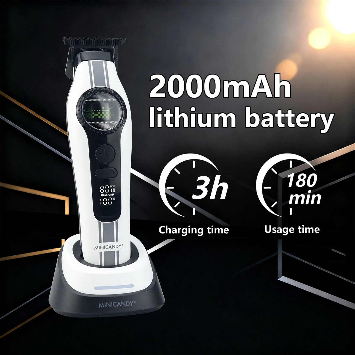 JUCAI MINICANDY F2 مقص الشعر المهنية للرجال الخارجية الدوار فرش السيارات 0 مللي متر قاعدة شاحن المتقلب التشطيب آلة