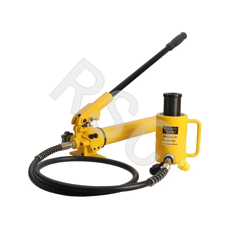 (combinazione) Cilindro idraulico cavo RCH-2050 Uscita 20 tonnellate Corsa Martinetto idraulico da 50 mm con pompa manuale CP-700