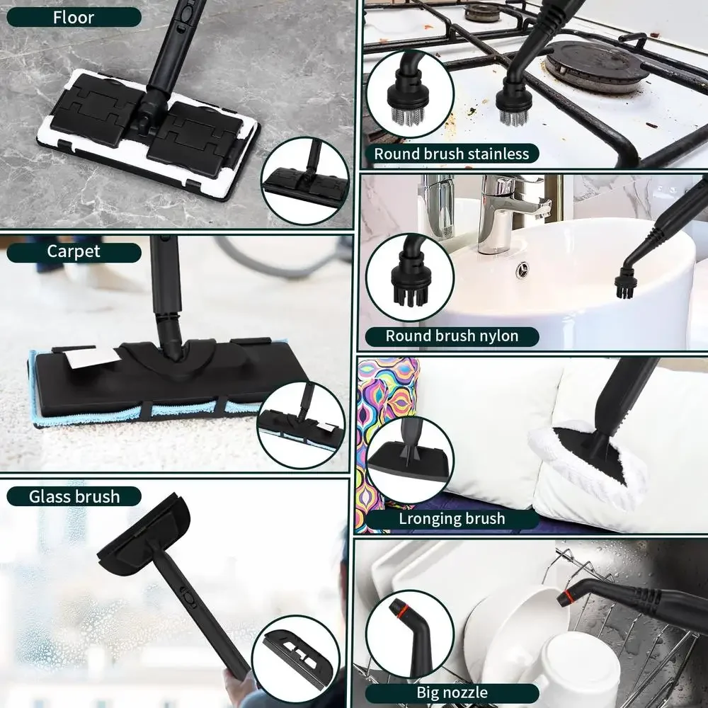 High Pressure Electric Steam Cleaner Multi-Purpose Rolling Machine Carpet Upholstery Floor Car Deep Cleaning with Accessories