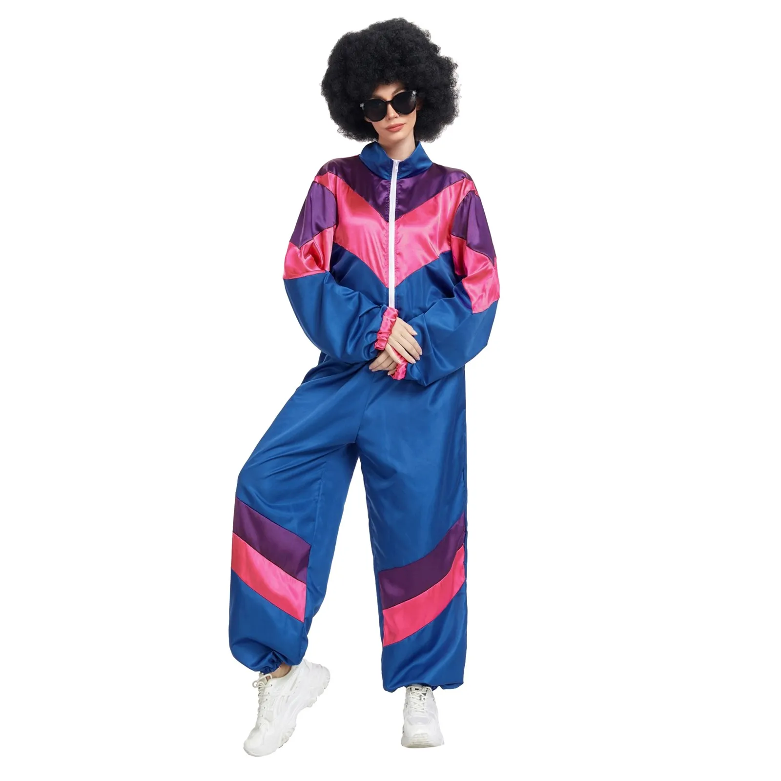 Women\'S Suit Adult 80s Tracksuit Retro Hip Hop Windbreaker Disco Tracksuit Sets New Matching Sets 2 Piece Sets Women Outfit