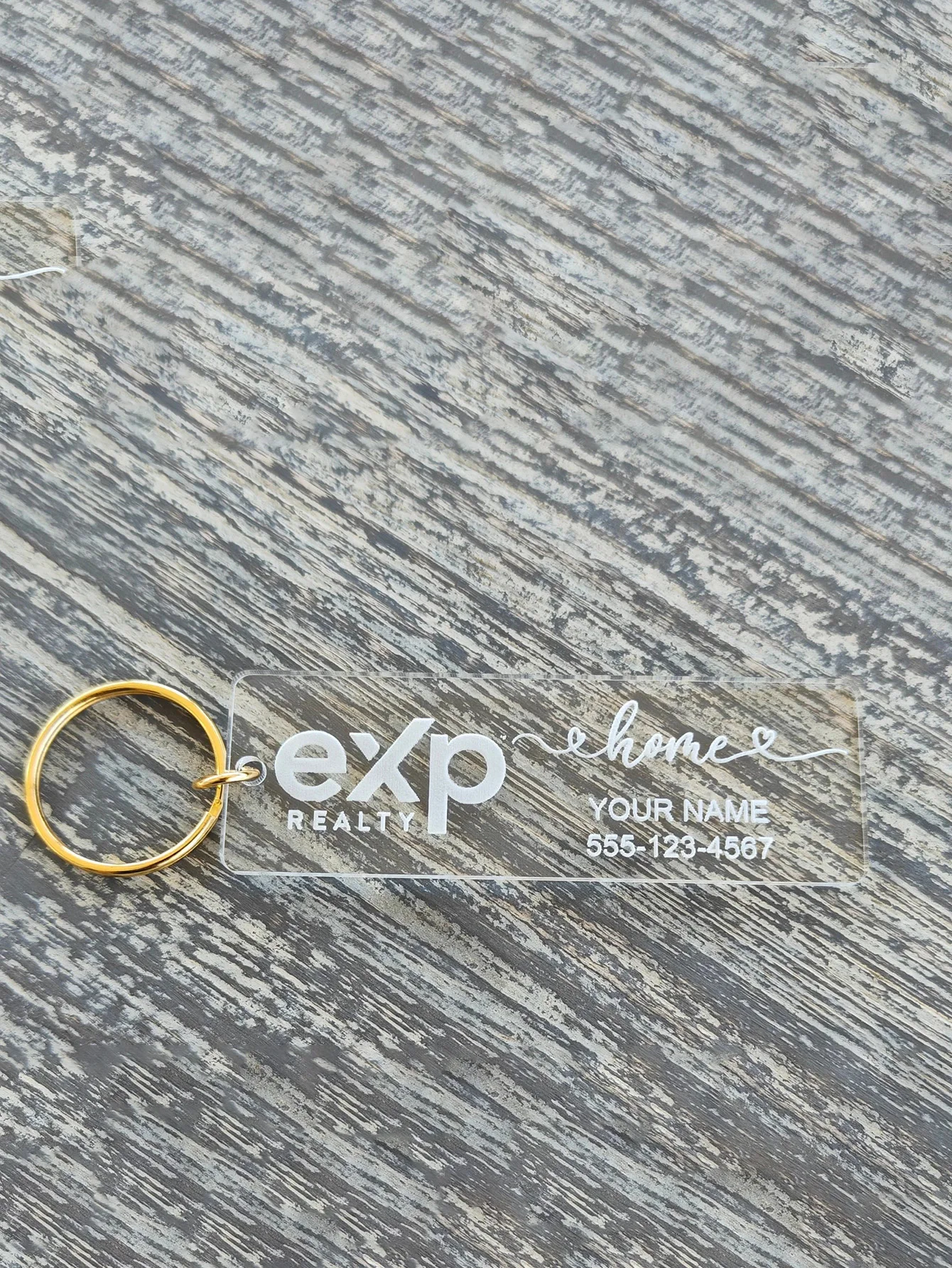 قطعة واحدة من سلسلة المفاتيح المخصصة - مخصصة مع الشعار ورقم الهاتف، قسط Ins-Style شفاف، منقوش بالليزر DIY، هدية مثالية لـ D