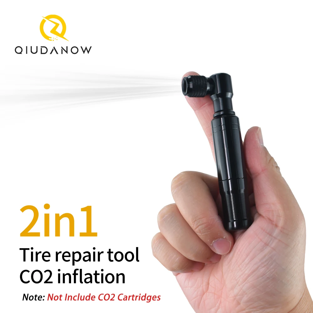 

Насос для велосипеда CO2 и набор для ремонта шин 2 в 1, портативный мини-компрессор для велосипедных аксессуаров, подходит для клапанов Schrader и Presta