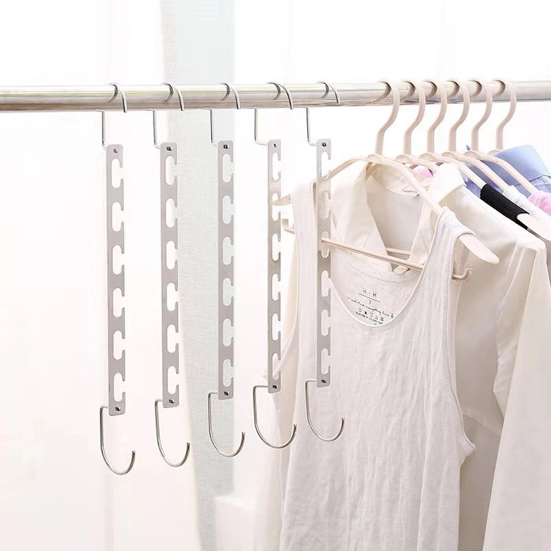 1pcs 37cm Multifunctional Hangers with Hook 6 Hole Clothing Wardrobe Organize Hanger Holder Metal Clothes Drying Rack