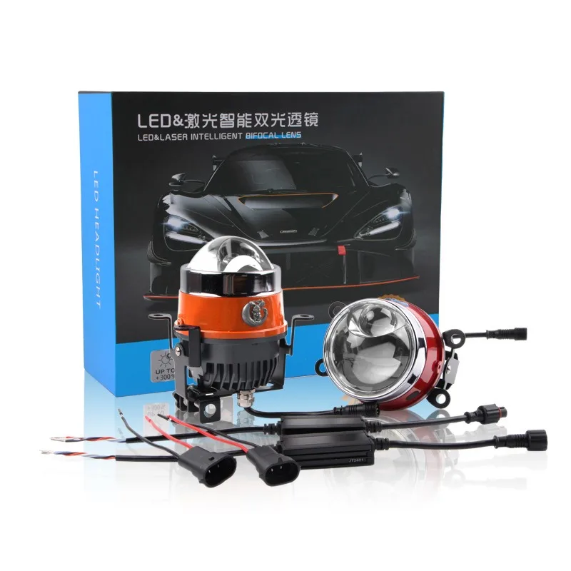 13V 125W 6000K Bi-LED Projector Lens Headlight Retrofit Kit - High/Low Beam Laser Fog Light Waterproof IP68 Car Lamp