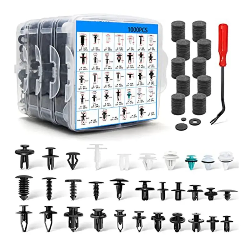 

A66P-Зажимы для автомобилей, 1101 шт., зажимы для дверных панелей автомобиля, 32 размера, универсальный съемник кузова для Ford Toyota BMW Benz Nissan Durabl