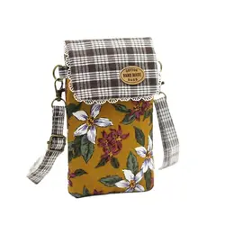 Cotton Floral Striped Women's Shoulder Crossbody Bag Brands 2024 Ladies Handbag Female Small Phone Purse Money Pouch for Girls