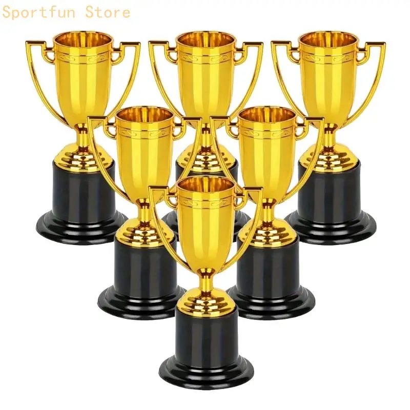 6Pcs Golden Competition Champions Award Trophies Soccer Medals Prize Cup for Sports Competitions and Party Celebrations X7JD