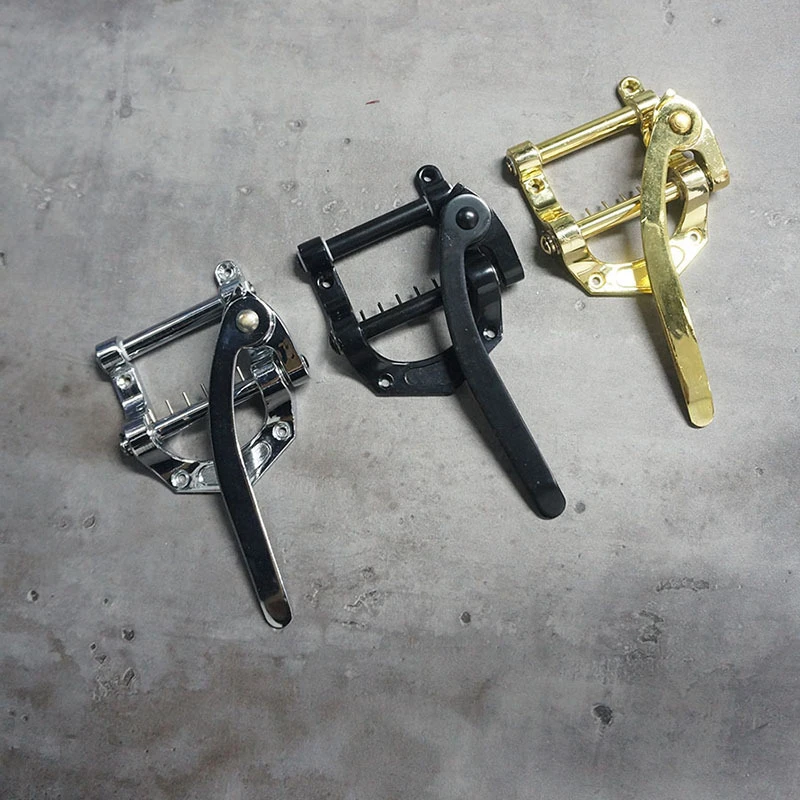 Ein Set Vintage-Tremolo-Brücke, Saitenhalter und Vibrato-System für E-Gitarren-Zubehör, Musikinstrumente, Schwarz, Silber, Gold – Detail 4