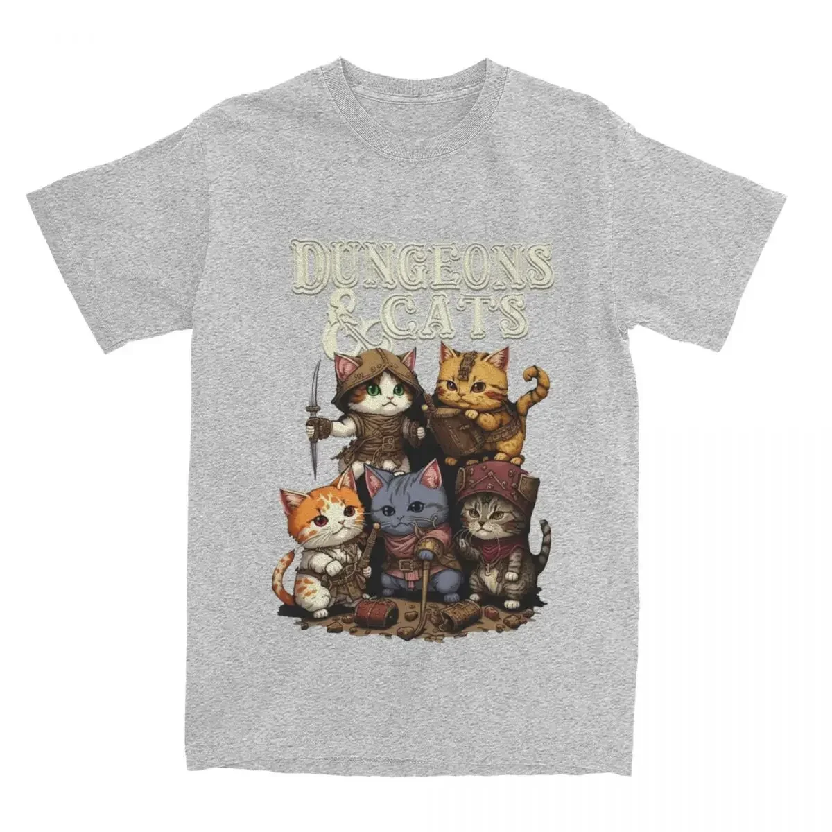 Apparel Cute Cat Pure Cotton T-shirt Clothing Funny Tee Shirt All Seasons 2024 Men Women's Dungeon Dragon Cats T Shirt harajuku