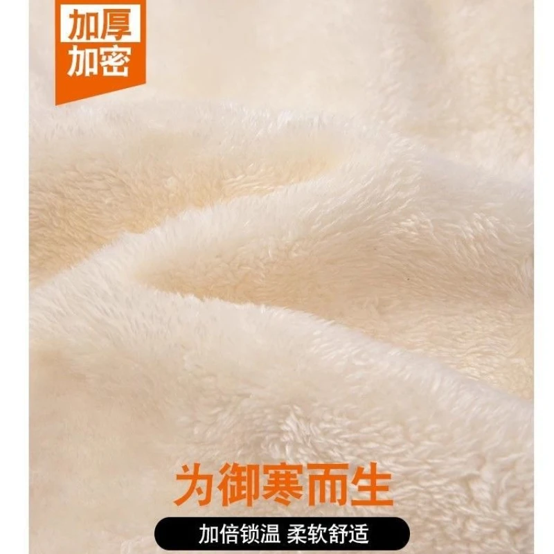 Celana Kaki Lebar Bulu Wanita Celana Panjang Lantai Lurus Kotak-kotak Tebal Musim Dingin Wanita Celana Panjang Tebal Kasual Wol Hangat Mode