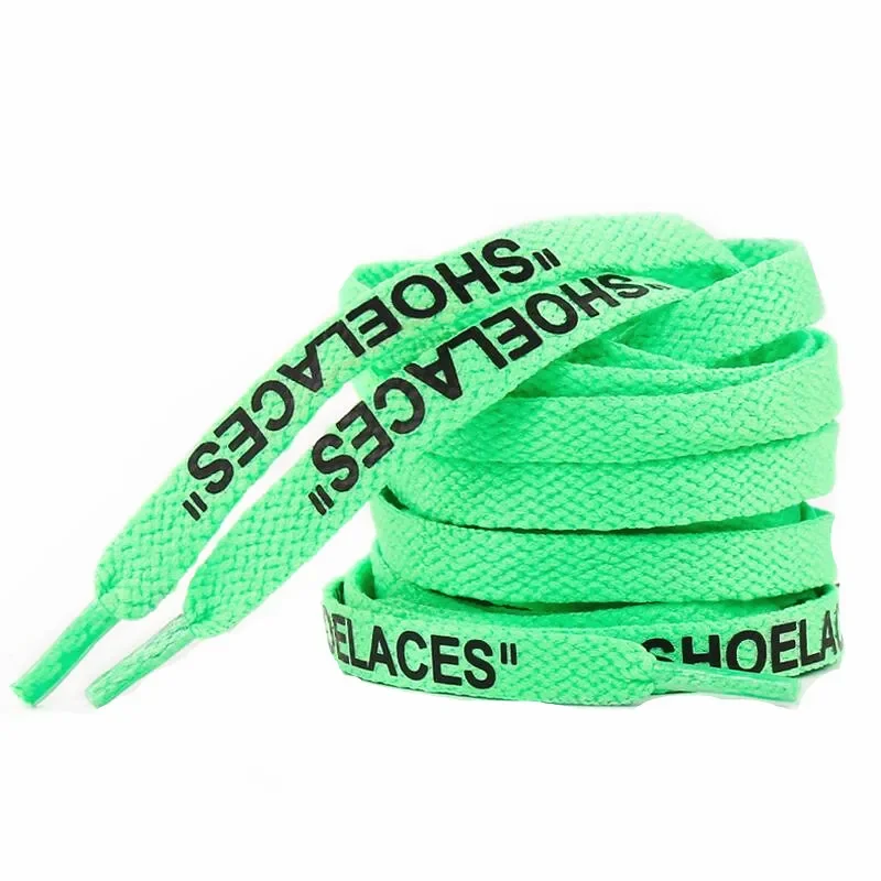 New Signed Flat SHOELACES Off Printed Shoe Laces Orange Green Purple White Shoe Laces for The Ten White Shoes Flat Laces 1 Pair