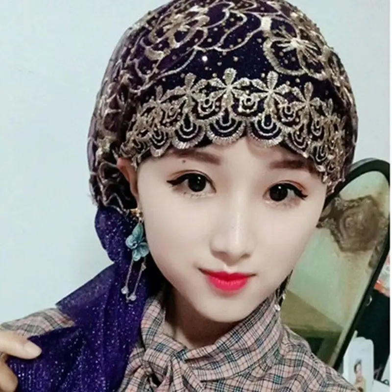 Haft gorąca wiercenie czapka damska gotowy do noszenia hidżab szalik Turban muzułmański hidżab Retro głowa okłady