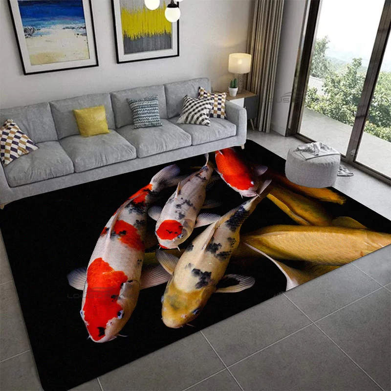 Beautiful Carp Pattern Decorative Carpet Children's Bedroom Floor Pad Can Customize Rug Living Room Cushion Door Pad