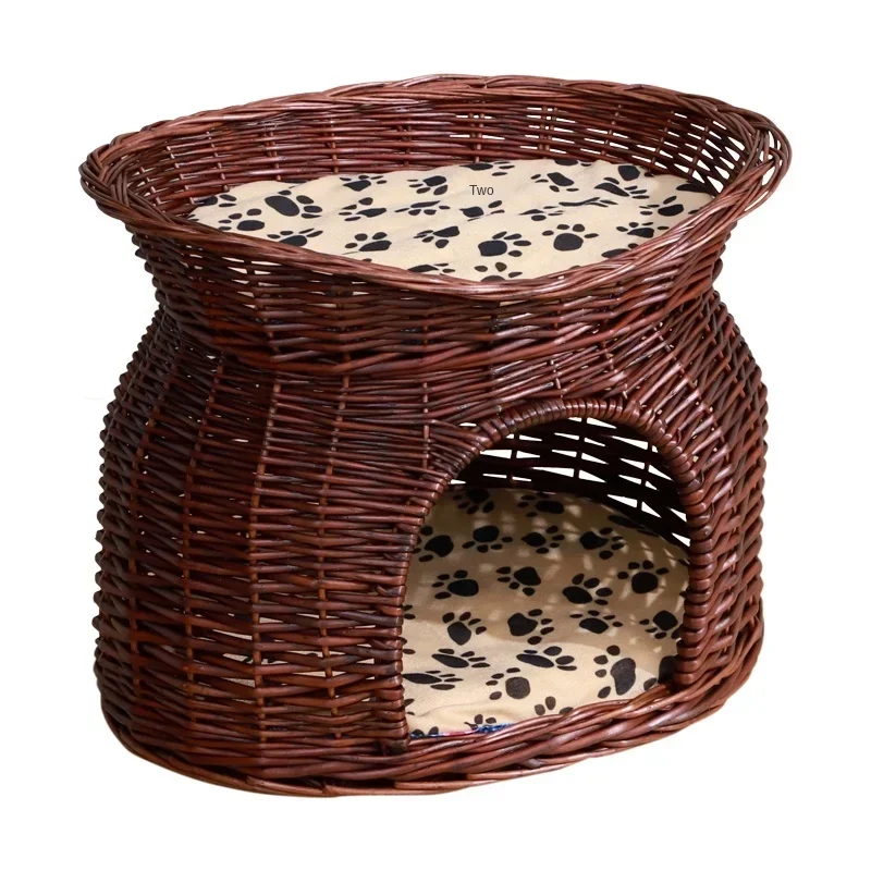 

Rattan Wicker Cat Nest Four Seasons Pet Dogs House Dog Beds for Small Dogs Teddy Mat Hand Washable Puppy Bed Cat Kennel Sofas