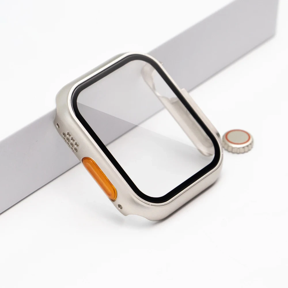 Screen Protector Case For Apple Watch 9 45mm 41mm 40mm 44mm 38 42mm Bumper Cover+Glass Change To Ultra iWatch 8 7 6 5 4 3 SE