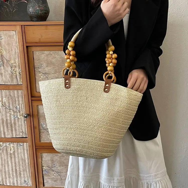 2025 Autumn 787 New Shoulder Bag Straw Woven Bag Large Capacity Leisure Commuter Bag Handbag Simple and Versatile