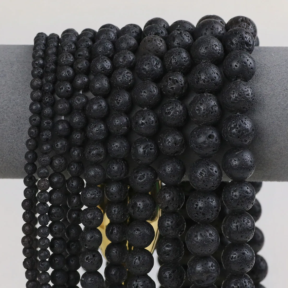 Volcanic Rock Black Lava Natural Stone Round Loose Beads 4 6 8 10 12MM for Handmade Bewelry Bracelets Making DIY Accessories