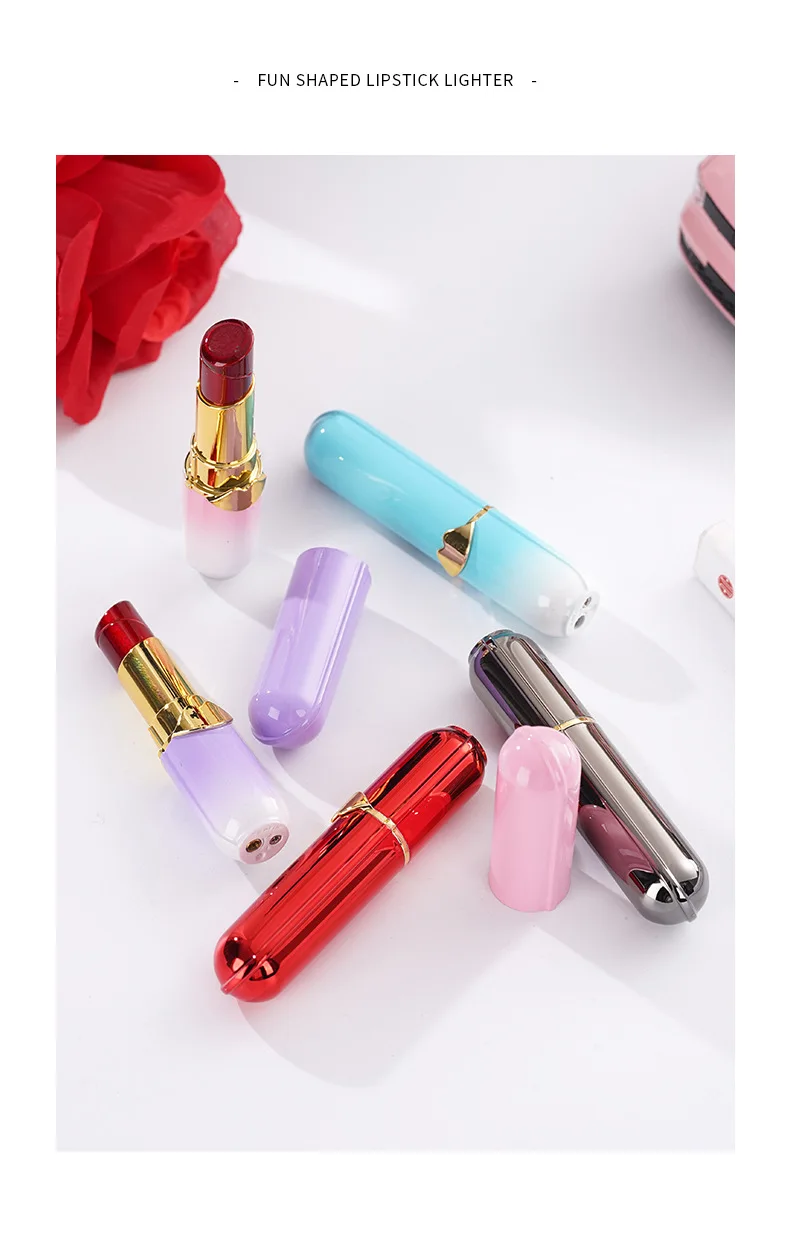 Fun Lipstick Shaped Lighter, Mini Cute, Small and Delicate Carrying Women\'s Inflatable Lighter, Cigarette Accessories