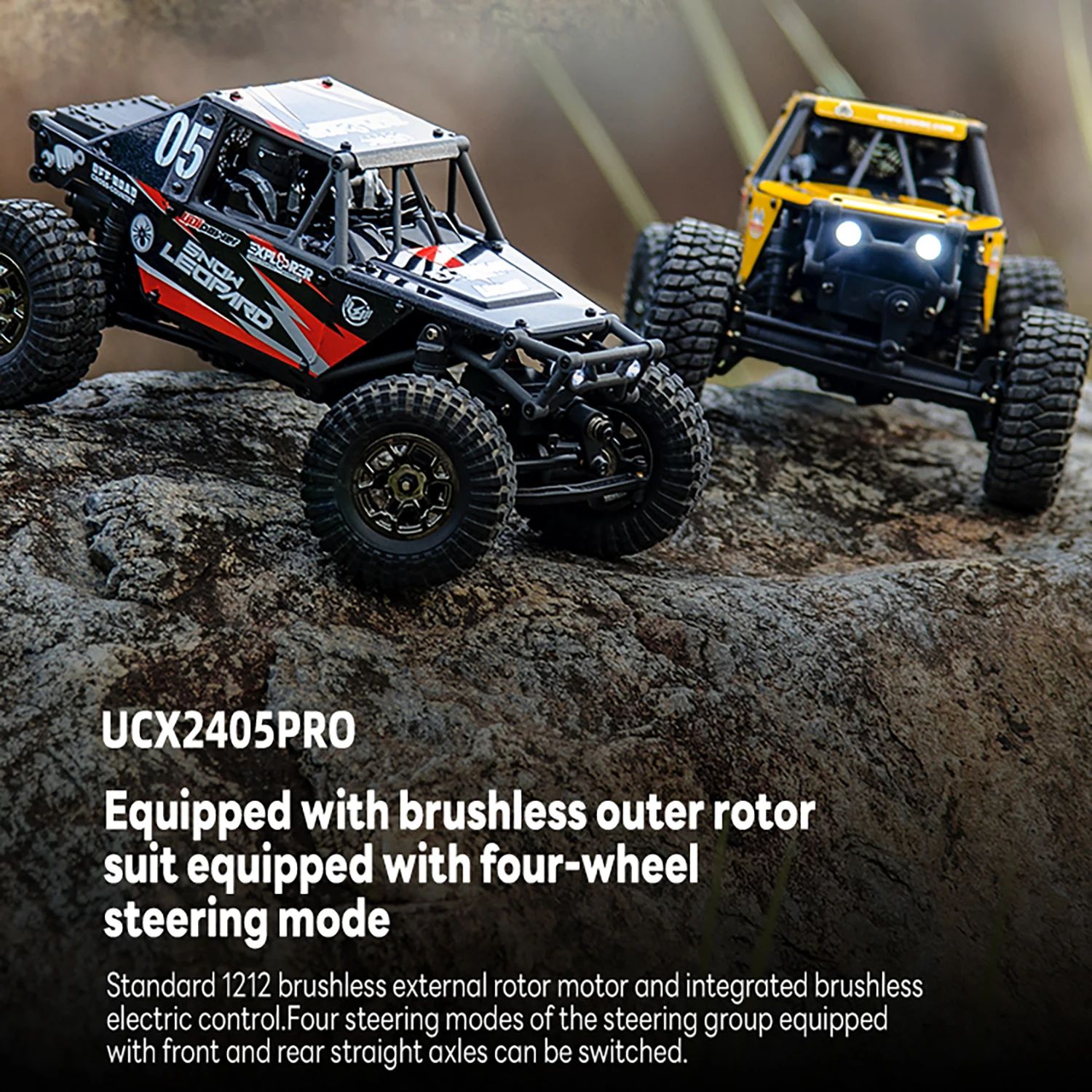 Mini Speelgoed UdiRC 4WD 1/24 RC Crawler Rock Auto RTR UCX2405PRO 2.4G Radio Control Apv Model Licht borstelloze Motor Geschenken