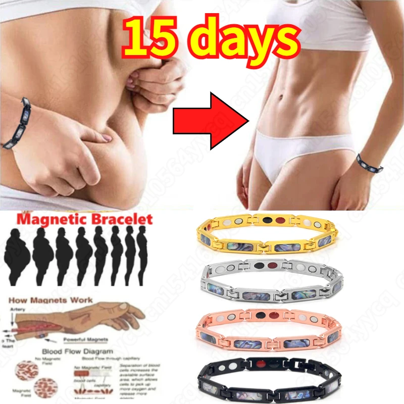 

4pcs Magnetic Weight Loss Effective Anklet Bracelet Black Gallstone Slimming Stimulating Acupoints Therapy Arthritis Pain Relief