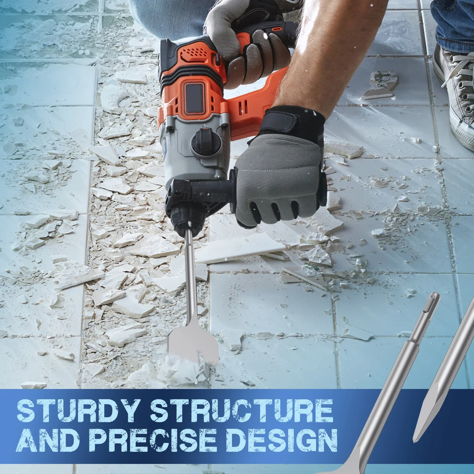 SDS 플러스 로터리 해머 마모 방지 타일 제거 치즐 비트 정밀 해머 드릴링 치즐 비트 용 4Pcs 합금 치즐 비트 세트