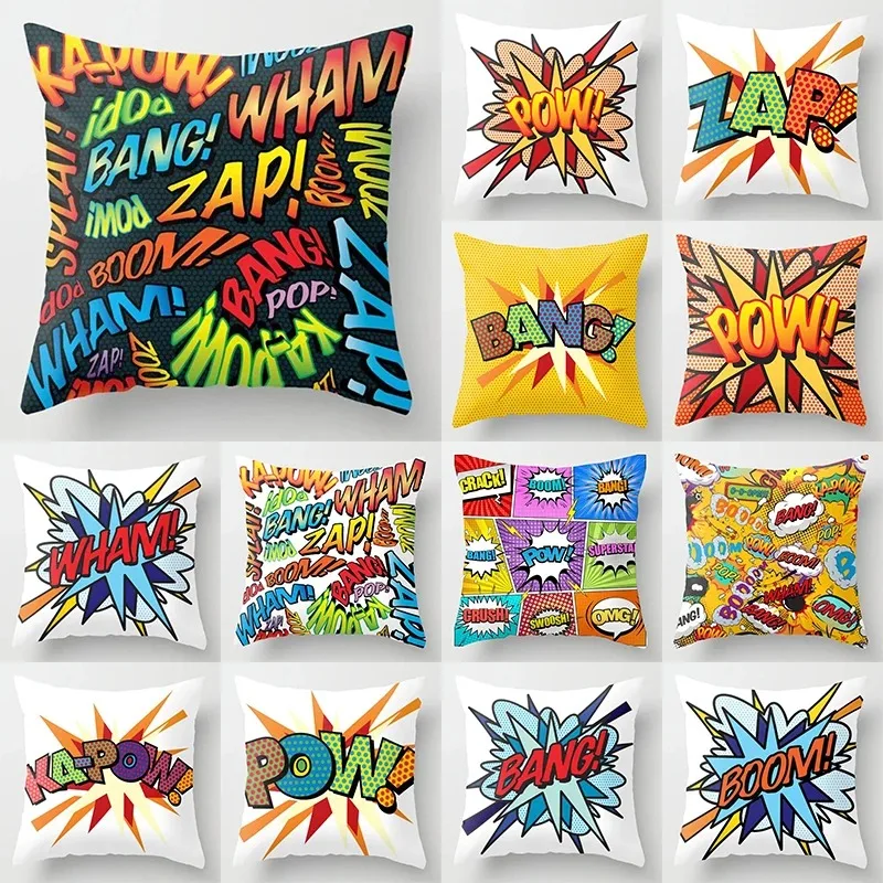 Cartoon letter graffiti pillowcase home bedroom living room sofa cushion cover rental decoration decorative pillowcase