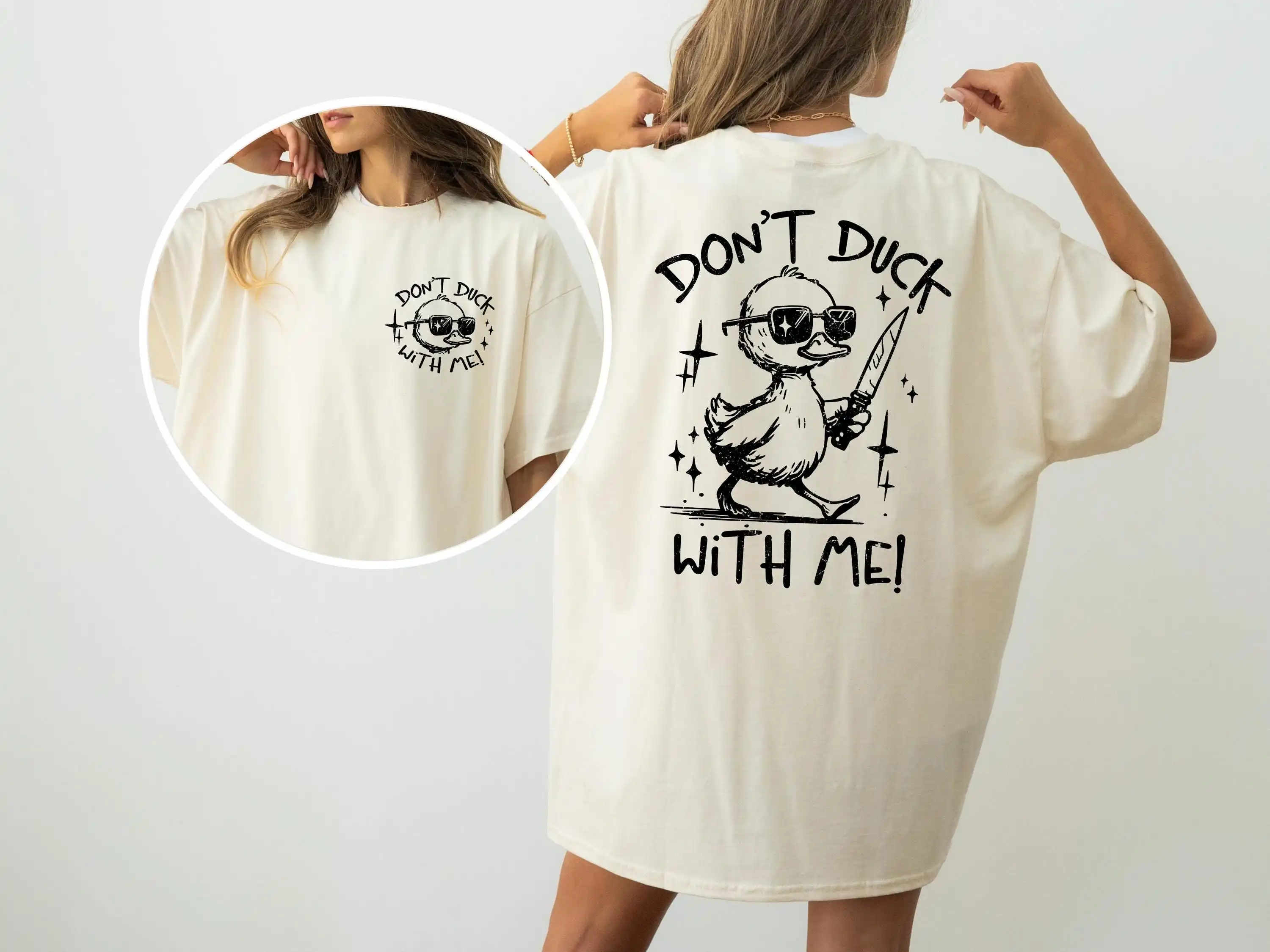 Don'T Duck With Me T Shirt Adult Humor Sarcastic Farmer Funny Knife Meme