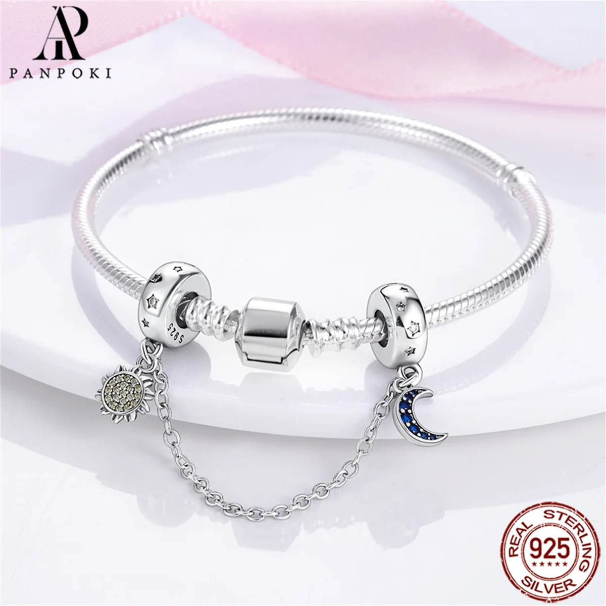 PANPOKI 32 Style 925 Sterling Silver Silicon Plug Safety Chain Pendant Charms Fit Original Pandora Bracelets Women Jewelry Gifts