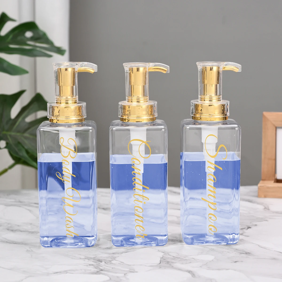 Bathroom Shower Dispenser Shampoo and Conditioner Dispenser with Gold Pump16.9oz Empty Shower Bottles for Bathroom