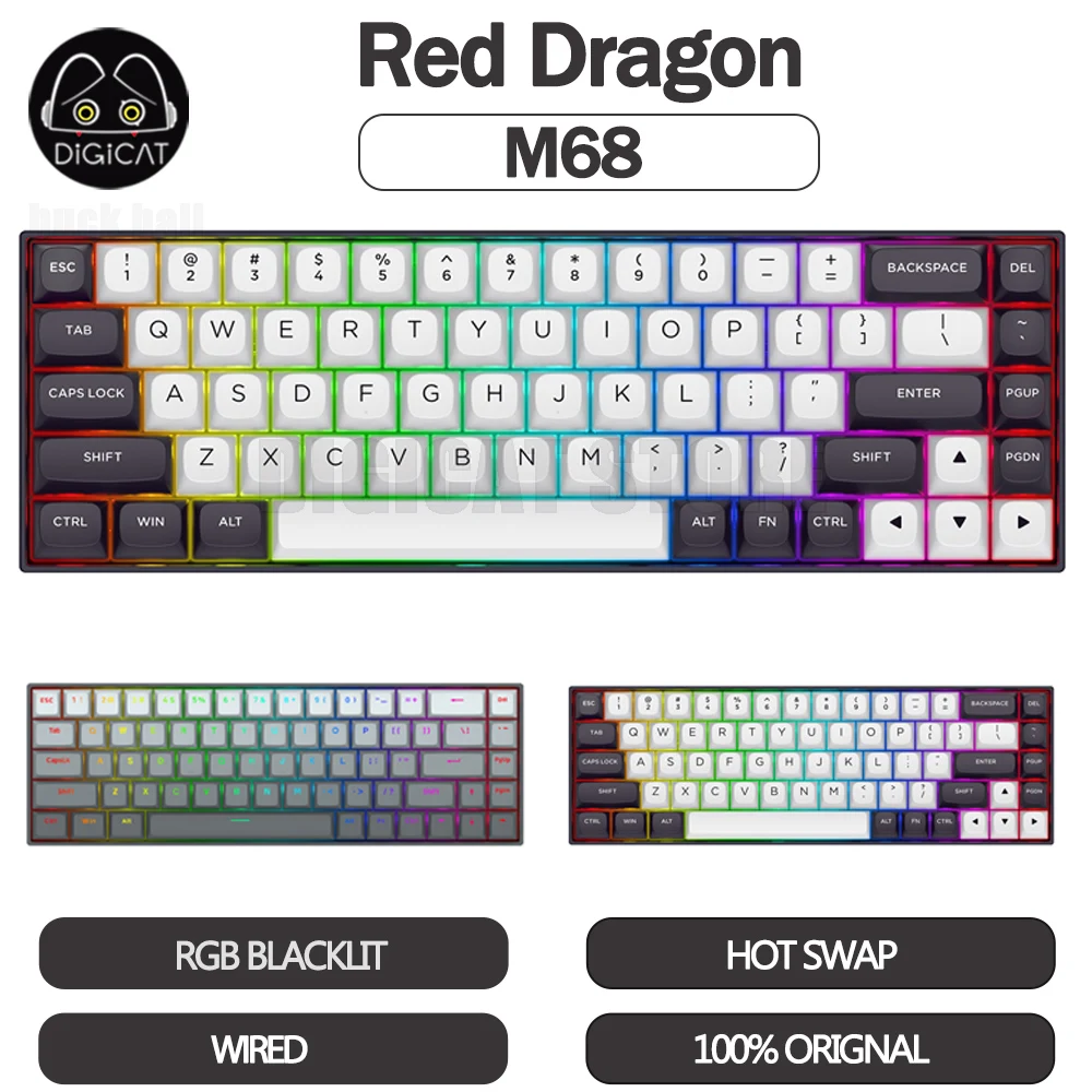 

Red Dragon M68 Mechanical Keyboard Wired Adjustable Magnetic Switch Keyboard 68 Keys Hot Swap Rgb Light Esports Gaming Keyboard