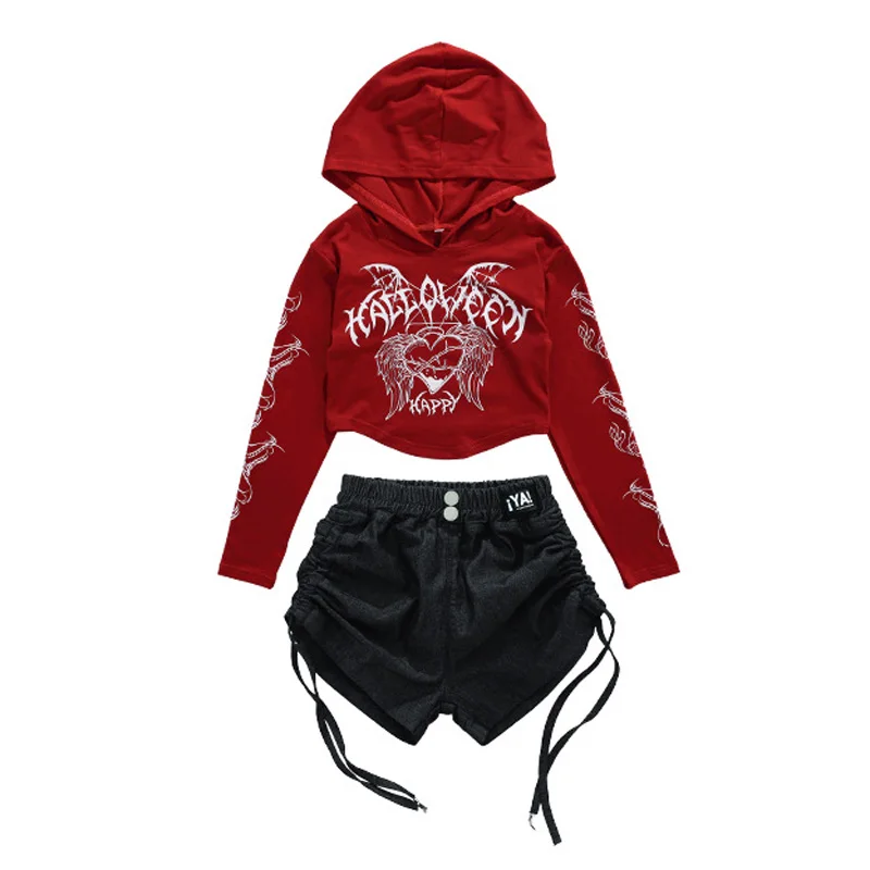 Set Hip Hop per ragazze Felpe con cappuccio K-pop Pantaloni cargo da ballo di strada Bambini Streetwear Top Gonne scozzesi Abiti per costumi jazz per bambini