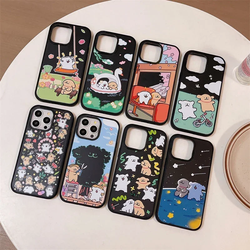 

Cute Dog Friend Black Frosted Phone Case Cover for IPhone 13 14 15 Pro Max Case