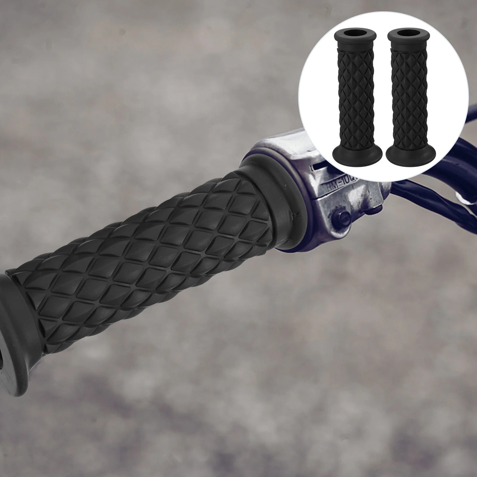 

1Pair Retro Hand Grip Anti Slip Rubber Motorcycle Handlebar Accessories Durable Easy Install Replacement Parts