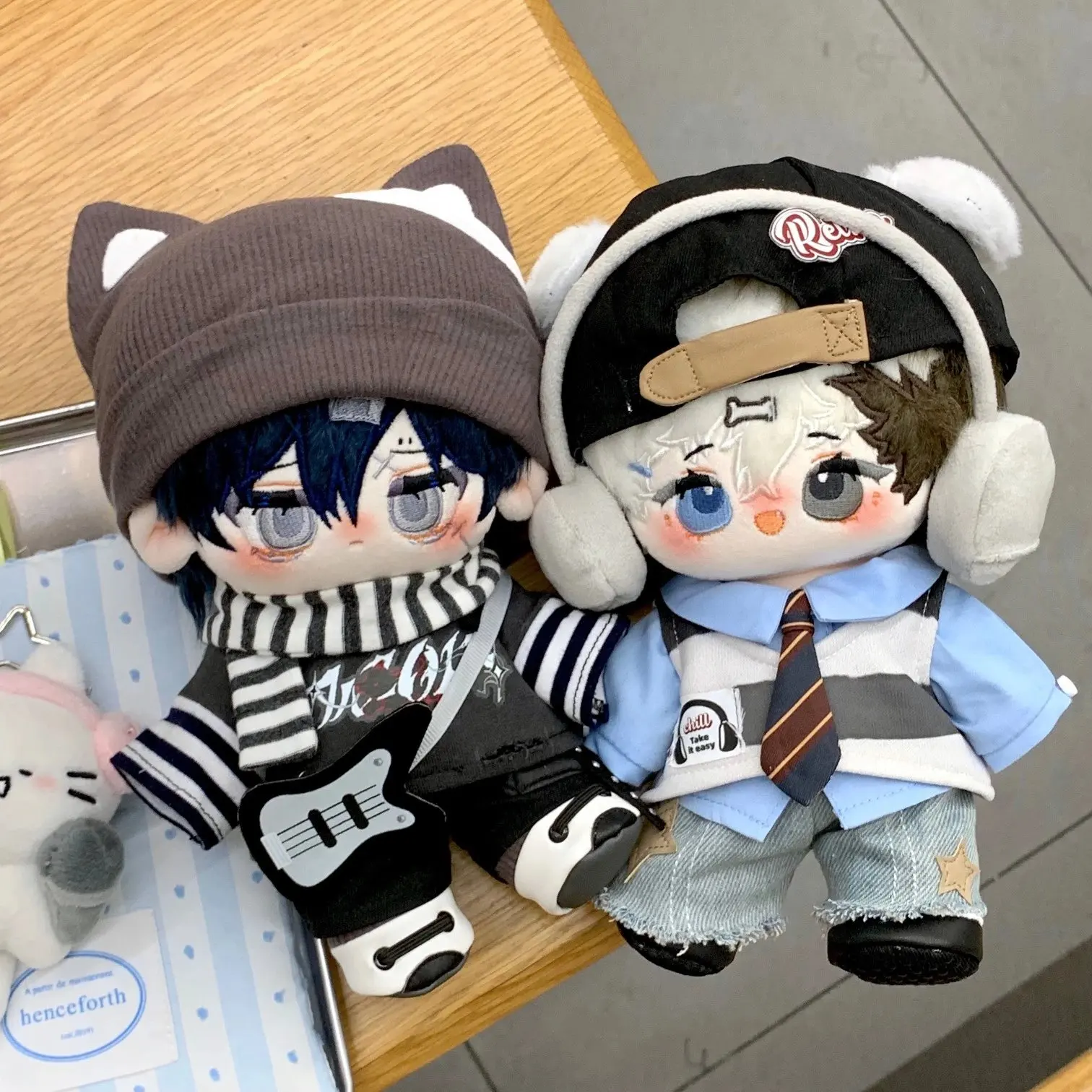 20cm Doll Clothes High Audio Track Rock Bass Shirt Tie Scarf Sport Pants Suit Stuffed Plush Doll Accessories Anime Toy Kids Gift