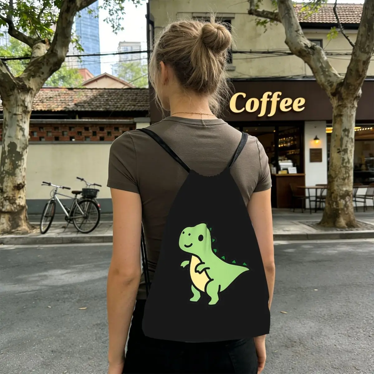 

T. Rex Bucket Backpacks Casual Drawstring Bags Shoes Bag Book Bags for Travel School