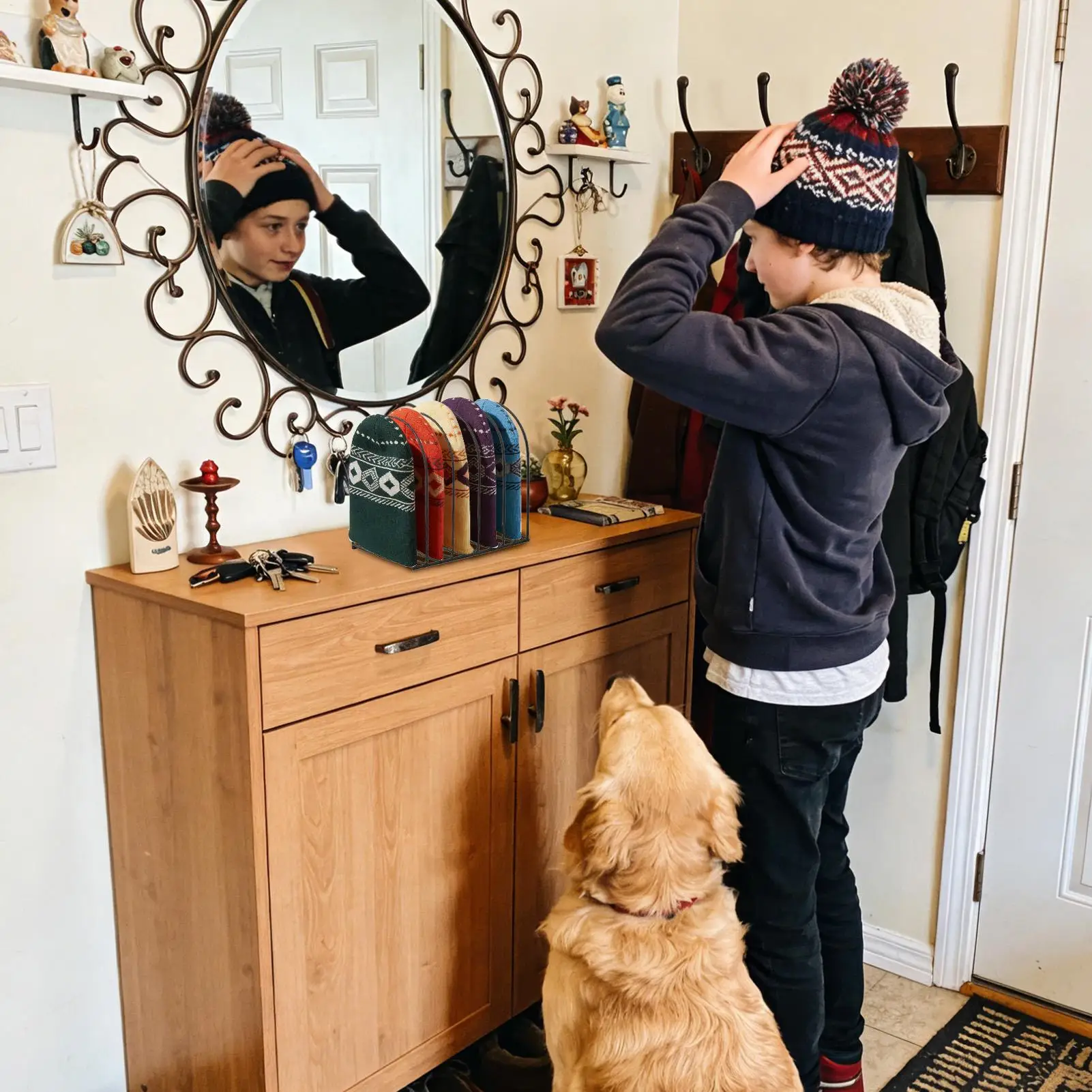 

Beanie Holder 2 Pieces Iron Heavy Duty Tabletop Stand Beanie Storage Organizer Holder For Entryway Bedroom Closet Dresser Room