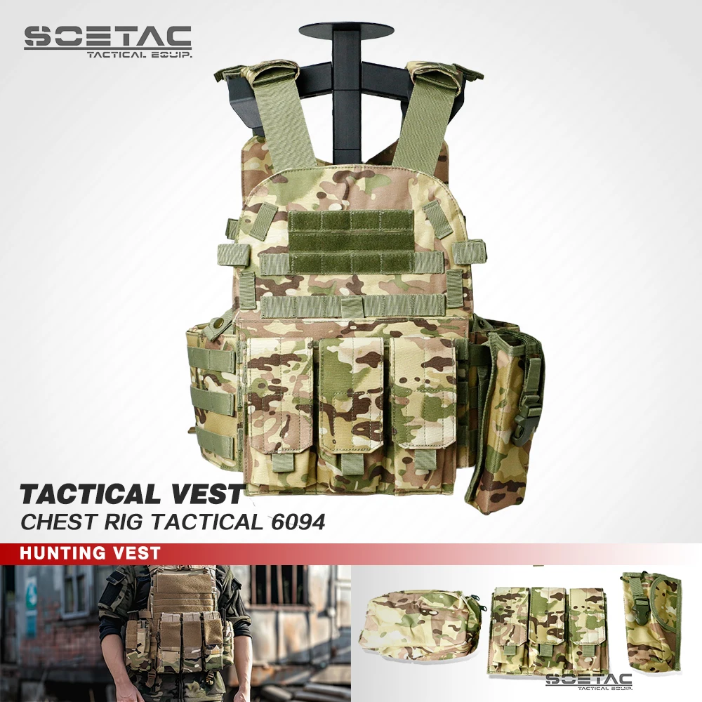 SOETAC Tactical Plate Carrier Vest 600D Nylon Molle Safety Gear for Adjustable Hunting Gear camo tactical equipment