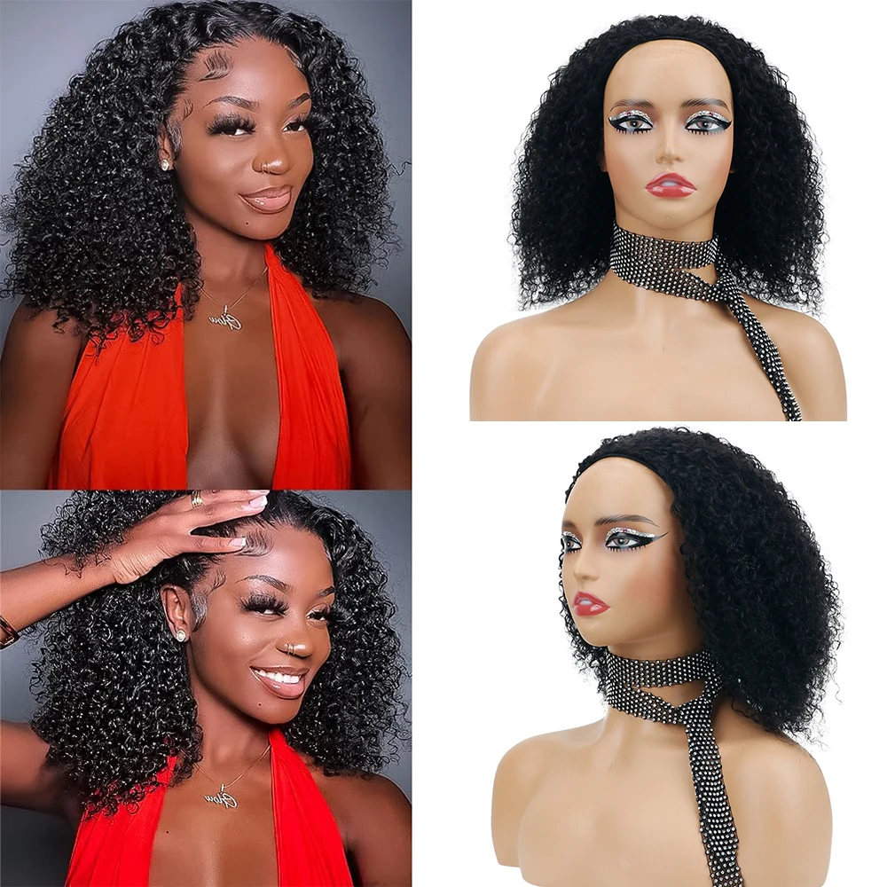 

Half Wig Kinky Curly Flexi-Fit Invisi Flip Drawstring Wig 200% Density Glueless Wigs 100% Human Hair Ready to Go Headband Wigs