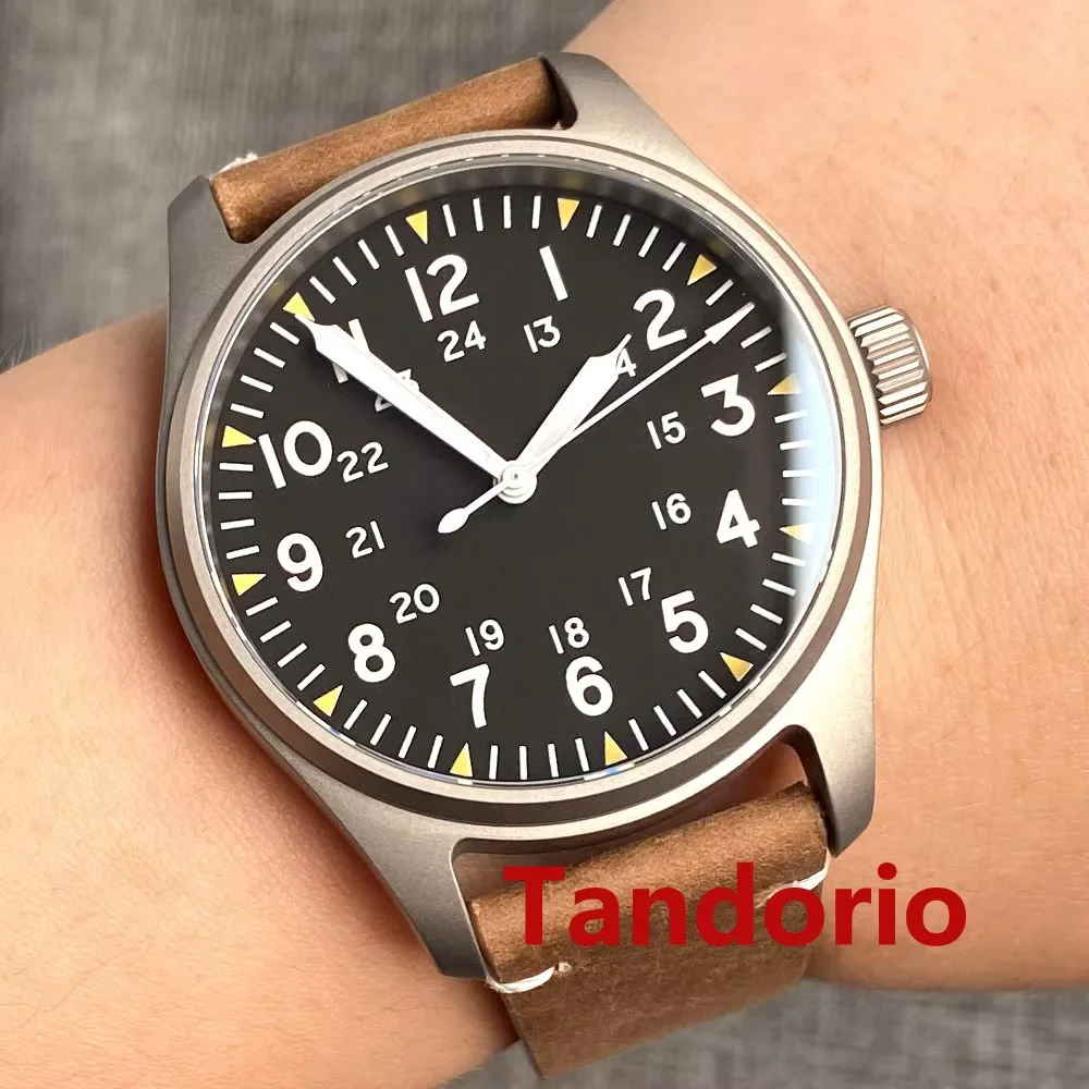 

Tandorio Classic 39 мм Титан Miyota 8215/PT5000 Пилот Авто Механические Мужские Часы Для Дайвинга Сапфировое Стекло 20 АТМ Светящиеся Стрелки