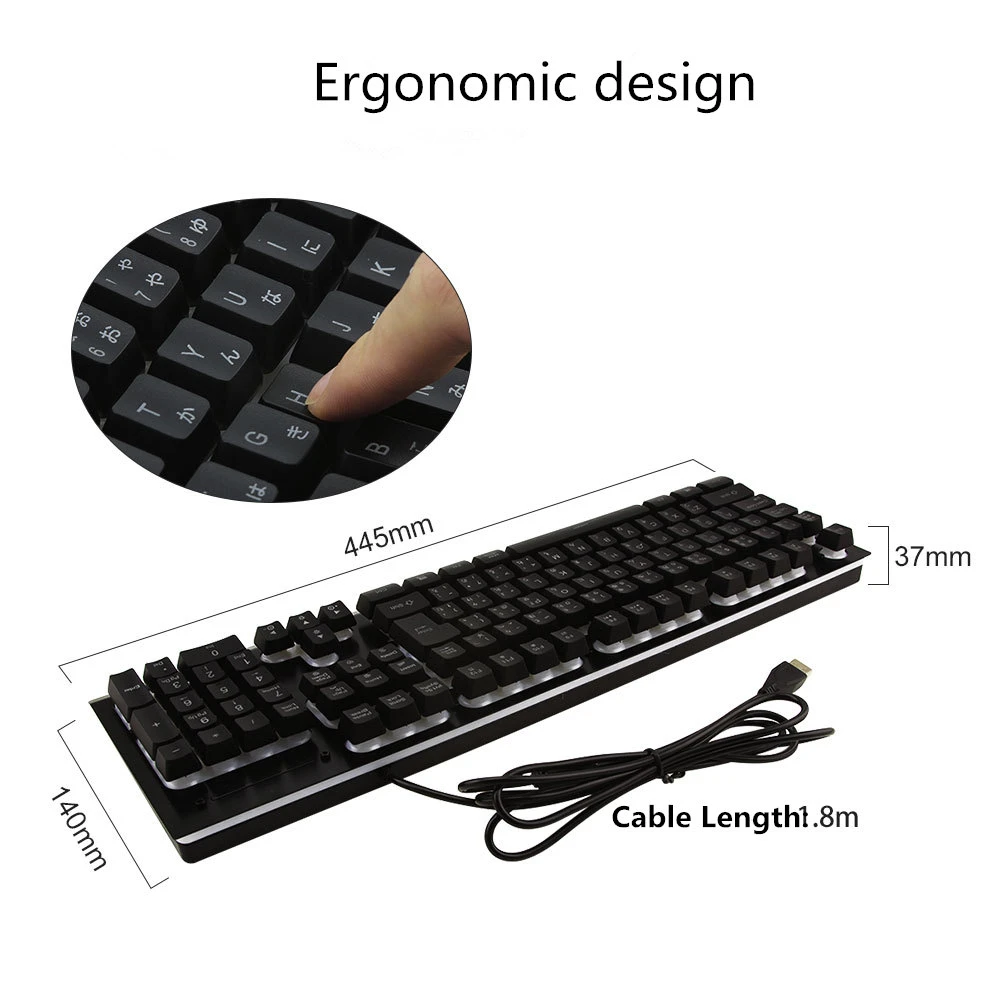 Imagem -03 - Chyi-teclado Japonês do Jogo do Metal com Luminoso do Rgb Keycaps com Fio do Computador Impermeável Ergonômico 106 Chaves Usb